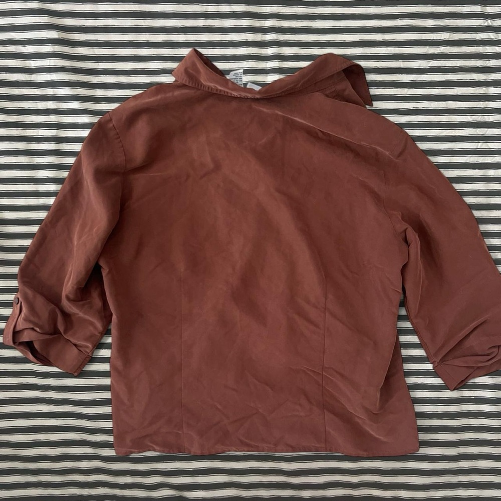 Rust-Brown Button Front Shirt - Relaxed Fit - Picture 4 of 8